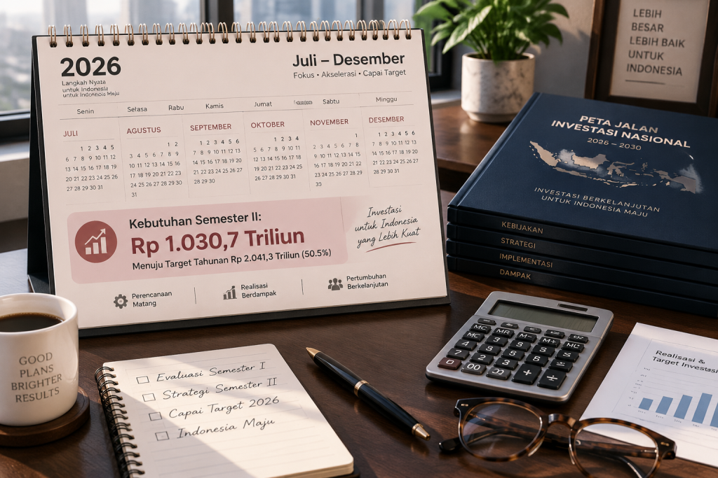 Kalender semester kedua 2026 dan kalkulator keuangan memetakan target investasi nasional Rp2.041,3 triliun.
